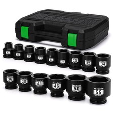 3/4 Drive Shallow 6-Point Impact Socket Set, 15-Piece Heavy Duty Impact Socke...