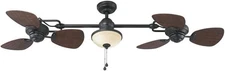 Harbor Breeze Twin Breeze Ii 74-in Oil-rubbed Bronze Outdoor Downrod Ceiling Fan