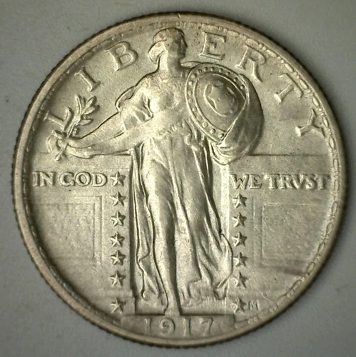 1917 Standing Liberty Silver Quarter Type II Uncirculated 25c US Coin 25 Cents