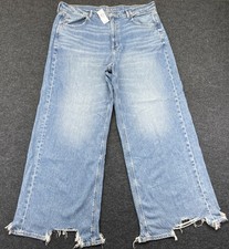 American Eagle Super High-Rise Baggy Wide Leg Jeans Light Wash Blue 18 Regular