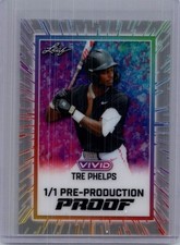 Tre Phelps 2025 Leaf Vivid Baseball 1/1 Pre Production Proof