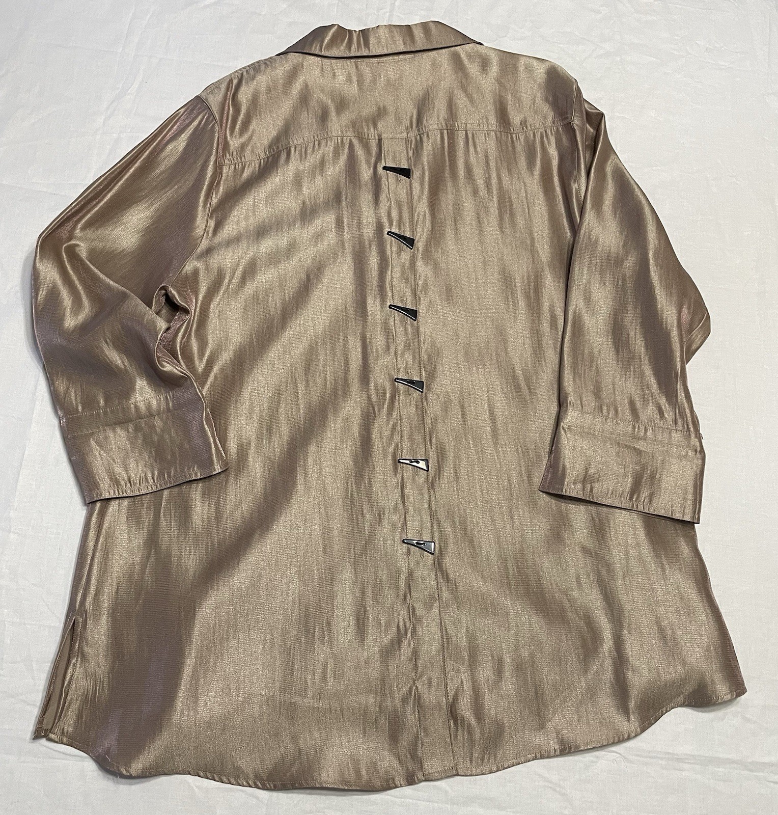 Women’s Multiples Button Up Iridescent Blouse Vin… - image 6