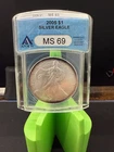 2005 ANACS MS69 American Eagle Silver Dollar $1 - .999  TONER #2246