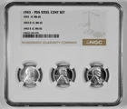 1943 P D S 1c Lincoln Steel Wheat Cent Set NGC Graded MS 65 Three Coin Holder