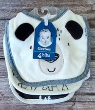 Gerber Baby Bibs 4 Pack Panda Bear Designs NWT