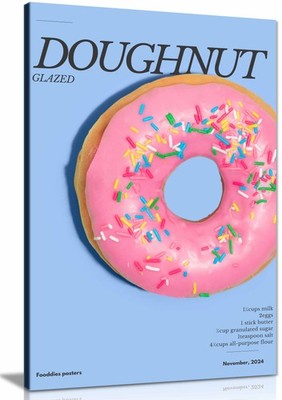 Rosa Glasur Donut gerahmter Leinwanddruck, Bilder für Zuhause Wände Deko
