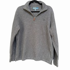 Polo Ralph Lauren Quarter Zip Pullover Sweater Gray Cotton L