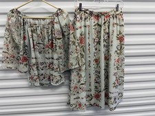 Vintage Floral Sheer Blouse and Lined Skirt Set