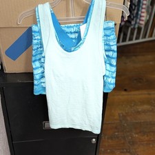 Girls kids 2-Piece Athleisure Set Size 4 Blue/White Animal Print Tank Shorts