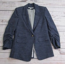 Veronica Beard Martel Dickey Navy Blue Herringbone Tweed Blazer Jacket Womens 8