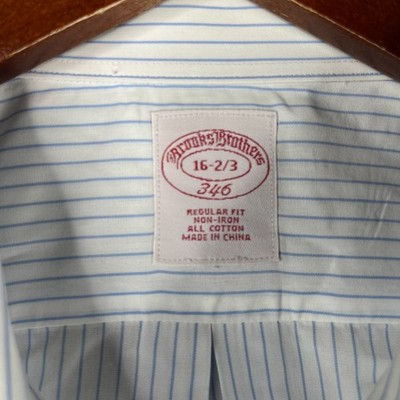 Brooks Brothers 346 Non Iron Shirt White Striped Button Up Long