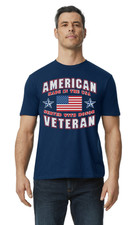 American Flag Veteran Proud American Patriotic Graphic Design Blue T- Shirt Gift