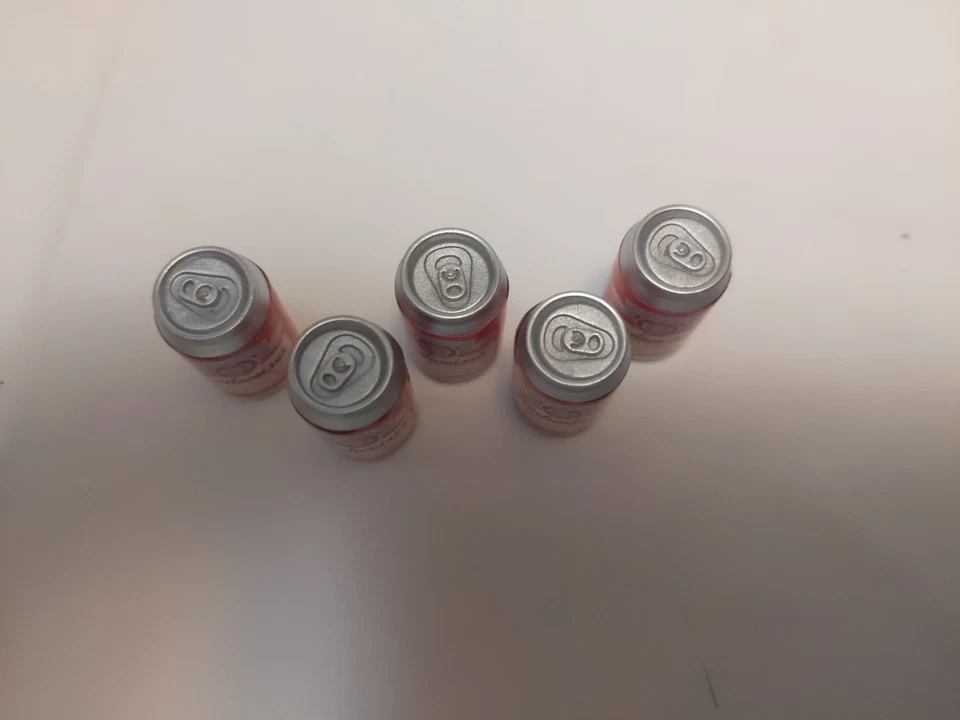 Mini lata de cerveza Budweiser miniatura escala casa de muñecas modelos bebida enlatada lote de 5 Foto 3 de 4