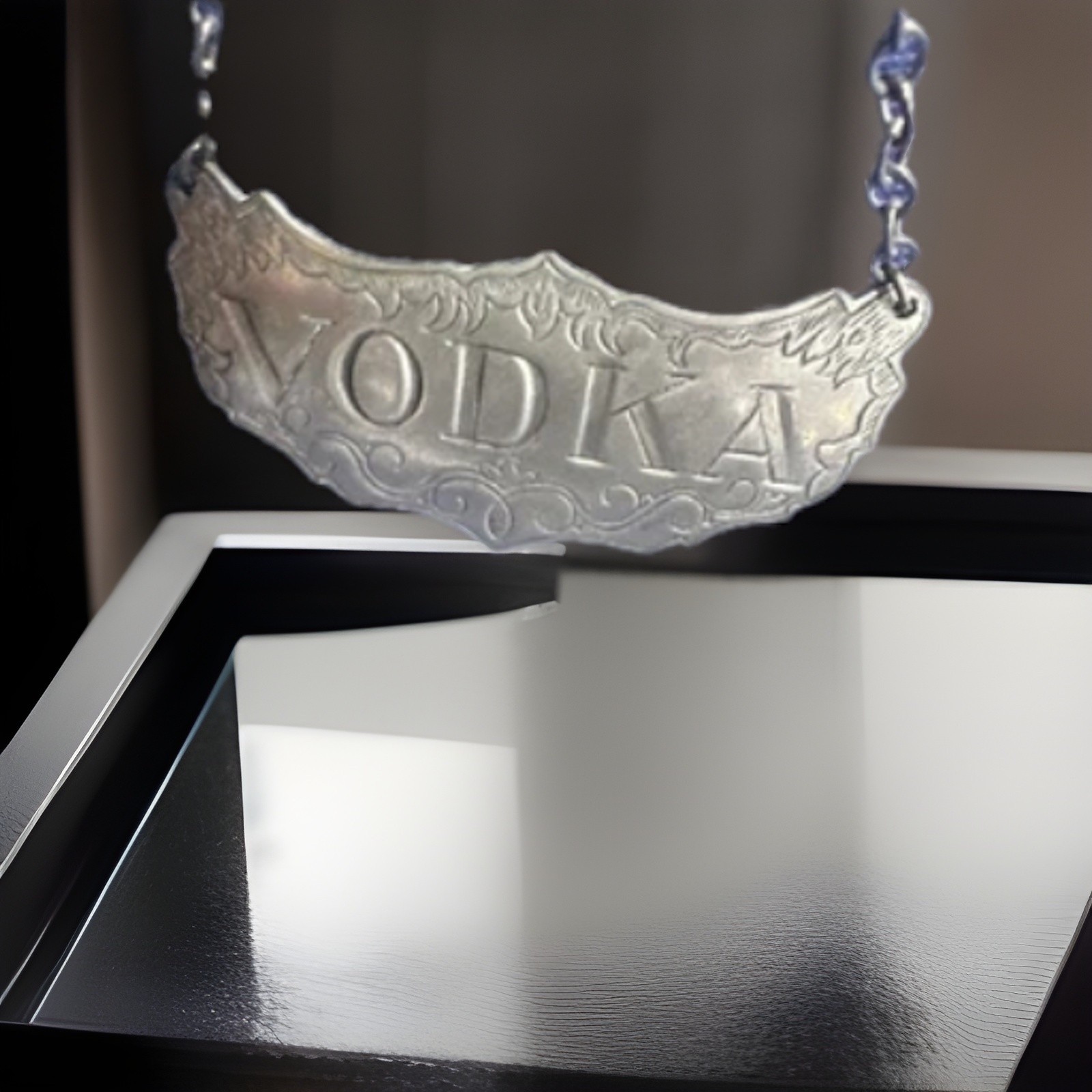 Vintage Complete Set Of 6 Stieff  Pewter Decanter Liquor Labels Tags Circa 1960s