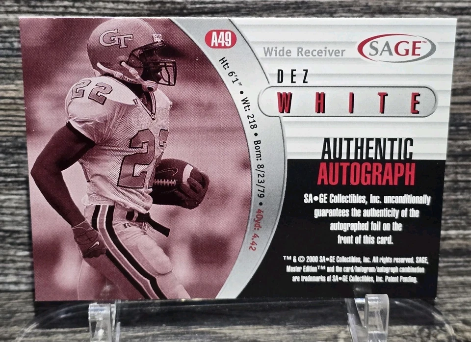 Dez White 2000 SAGE Auto Gold /200  #A49 Rookie Auto RC NEAR MINT+ - Image 2 of 4