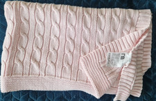 Mothercare Pink Knitted Blanket 70x90cm Cable Knit 09/2018