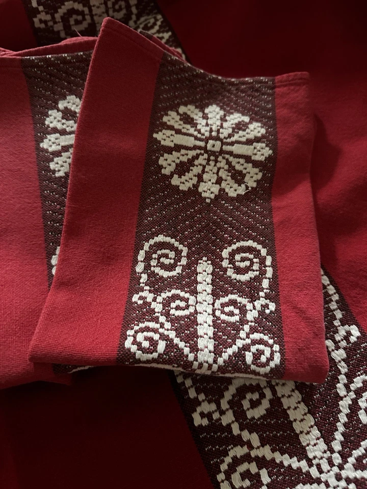 nappe rouge Et 6 Serviettes anciennes linge basque - Photo 2/4