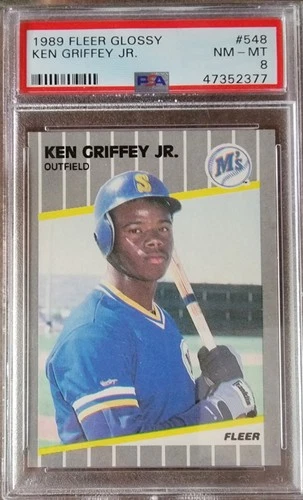 1989 FLEER GLOSSY #548 KEN GRIFFEY JR. PSA 8