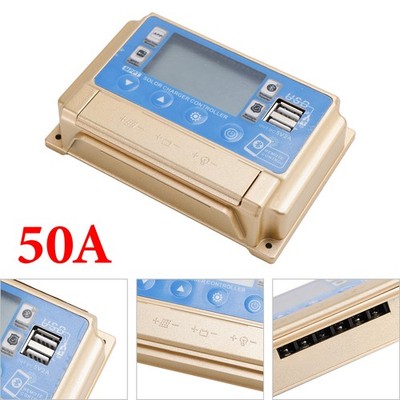 50A MPPT Bluetooth Solar Charge Controller Charger 12V/24V LiFePO4 Battery Gold
