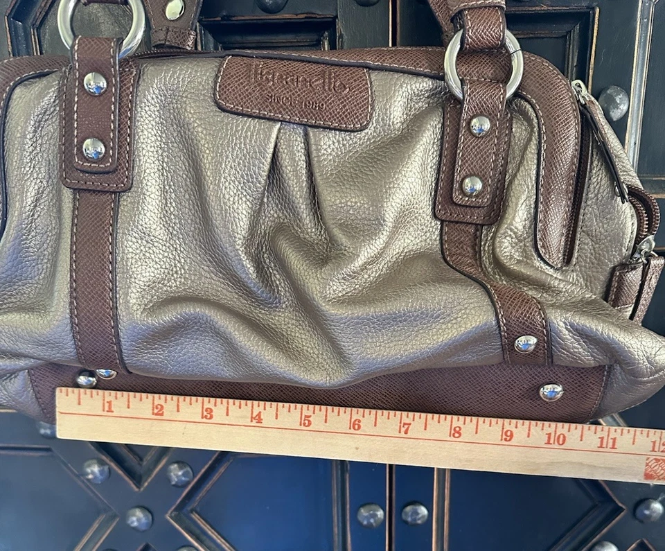 Bolso de Hombro Tignanello Perfect 10 Cuero Guijarro Marrón Organizador Doble Asas Foto 2 de 4