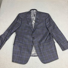 Loro Piana Cashmere Hart Schaffner Marx Blazer Mens 46R Blue Gray Windowpane