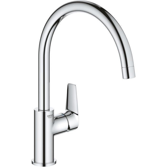 Mitigeur monocommande evier GROHE robinet de cuisine en laiton chromé pas cher