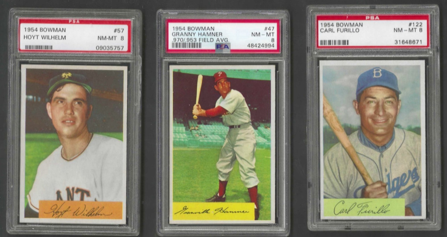 Carl Furillo #122 1954 Bowman Baseball Card Graded PSA 8 - ONE CARD ONLY