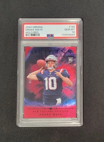 2024 Panini Origins Drake Maye Rookie Holo Red NE Patriots 026/299  *PSA 10*