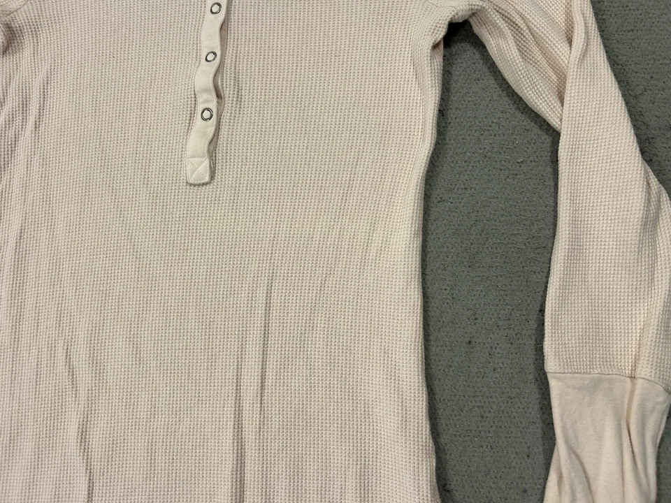 Splendid Henley 衬衫女式中号米色保暖华夫格针织 Bella Swan Y2K — 第 3/4 张图片
