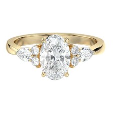 14k Yellow Gold Diamond Wedding Ring IGI Certified Lab Created 2.50 Ct Oval Cut