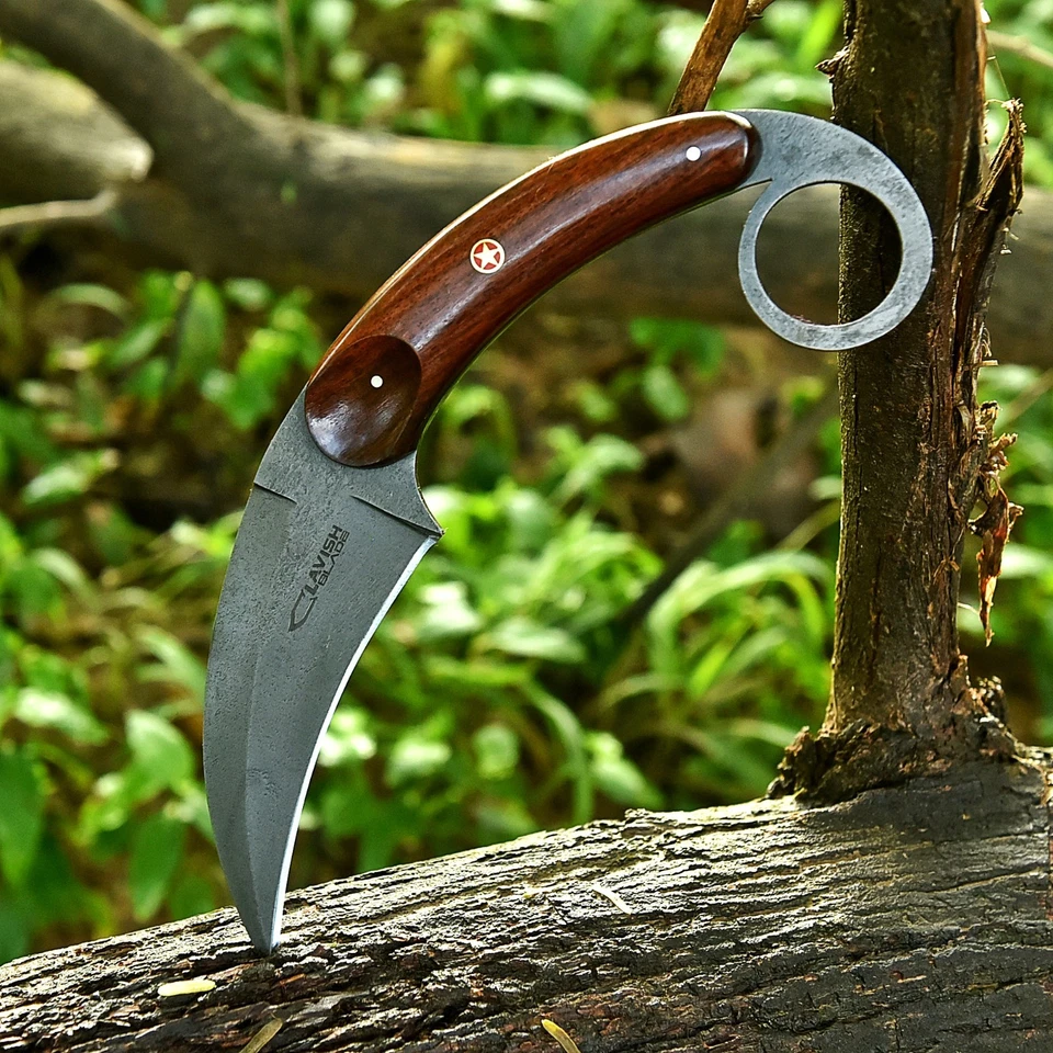 Custom Handmade Beautiful D2 Steel Blade Karambit Knife With Leather Sheath - Image 3 of 4