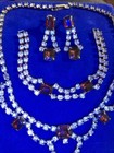 Vintage Rhinestone/Topaz Jeweled Three Piece Set, Necklace, Bracelet, and... — photo 3
