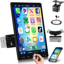 Single 1 Din 10.4" Car Stereo Radio Touch Screen Bluetooth Apple Carplay Wired