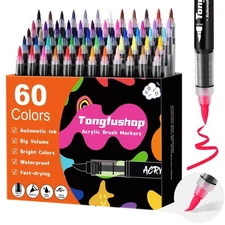 Tongfushop 60 Colors Acrylic Paint Markers, Water-Based Paint Pens with Auto ...
