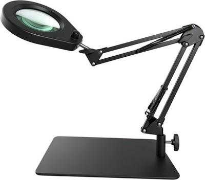 LED Lupenleuchte 5 Dioptrien 105mm Glaslinse 5 Farben 10 Stufen mit Klemme