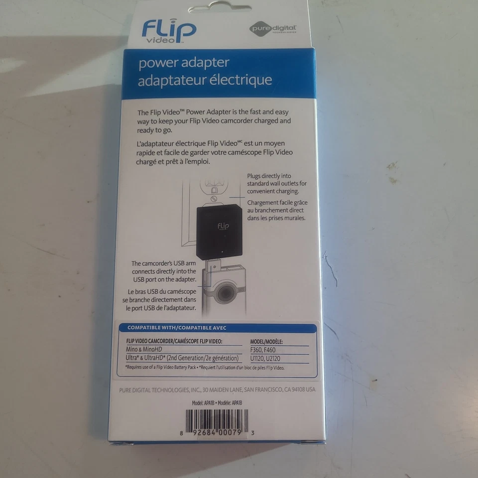 Nuevo adaptador de corriente Flip Video APA1B para carga rápida de videocámara Foto 2 de 3