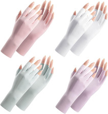 4 Pairs Sun Protection UV Gloves for Woman Half Finger Summer Hand Protection Gl