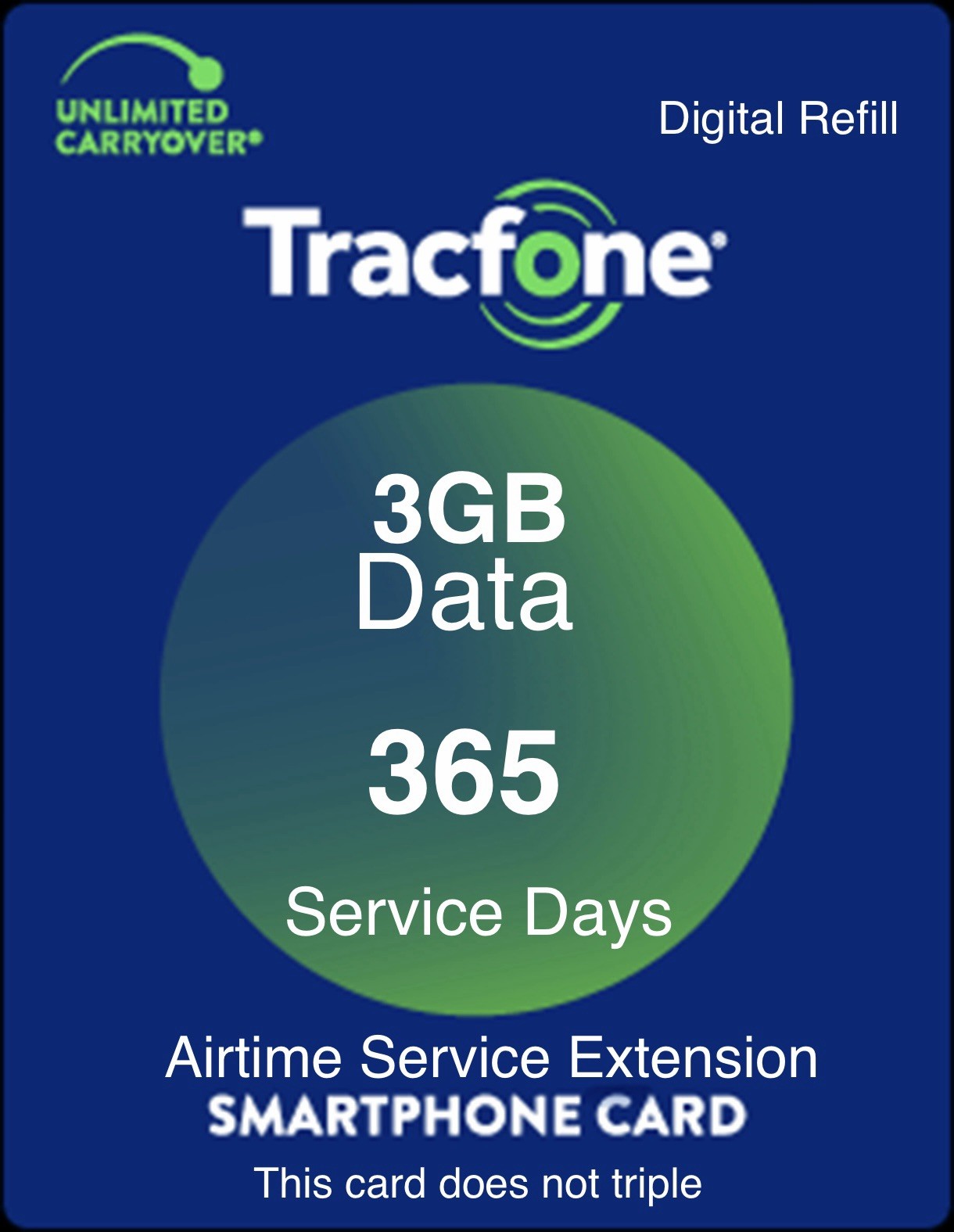 TracFone 1 Year Service Plan + 3GB of Data For Smartphone & 