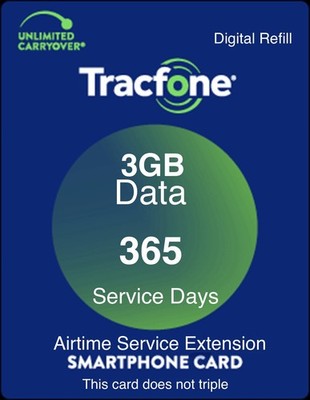 TracFone 1 Year Service Plan + 3GB of Data For Smartphone & FlipPhone (not BYOP)