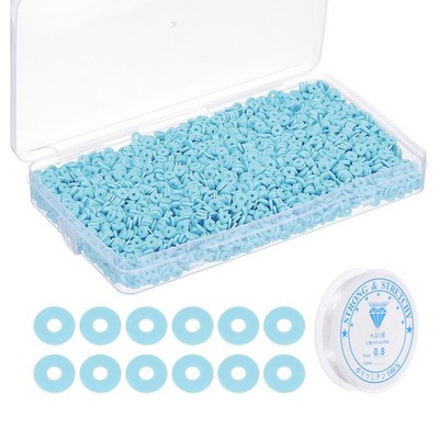 4000 Pcs 6mm Flat Round Clay Spacer Bead Bracelet Making Kit, Blue