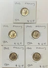 Lot of Five 1942 Mercury Liberty Silver Dimes