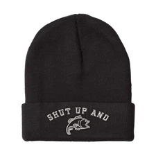 Beanies for Men Shut up and Fish Embroidery Winter Hats Women Acrylic Skull Cap