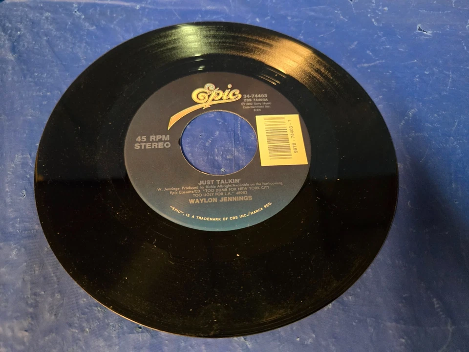Waylon Jennings – Just Talkin' - 7" VINYL 45 RPM MINT, NEW, NEVER PLAYED ORIG. - Image 2 of 3