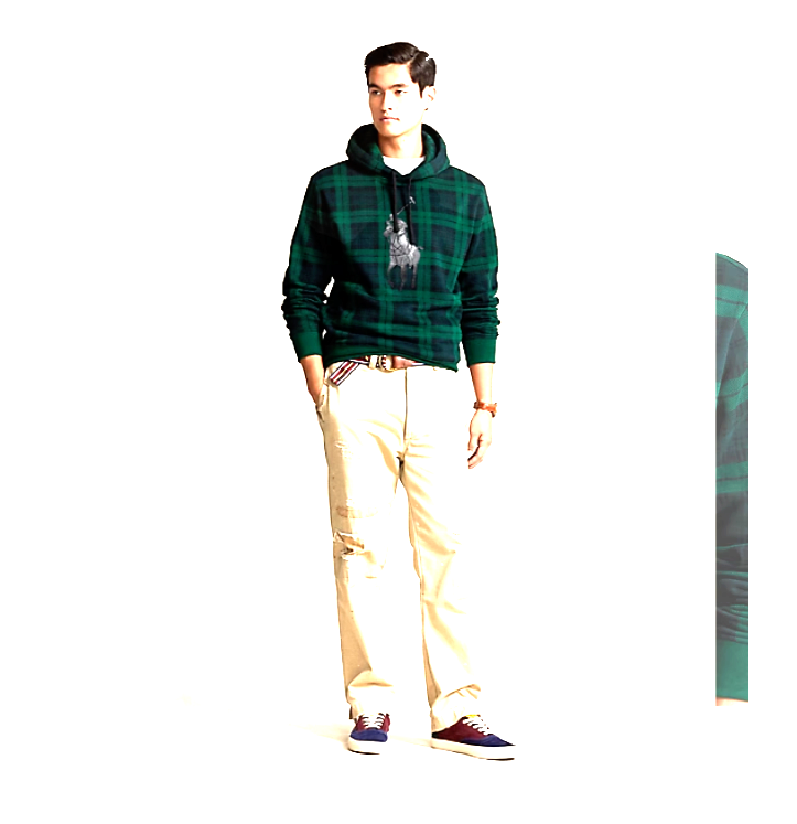 Felpa Polo Ralph Lauren uomo verde pelle pony plaid pile cappuccio £395