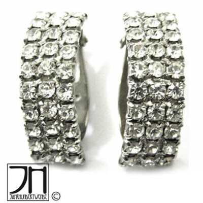 Strass Ohrringe weiße Steine Ohrclips Metall metal paste earclips