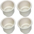 (4) White Plastic 2-Tiered Cup Holder for Boat RV Car Truck Insert Truck