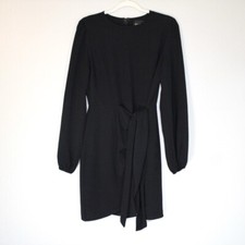 Do Be Mini Dress Size Large Black Long Sleeve Wrap Waist Tie Capsule Modest