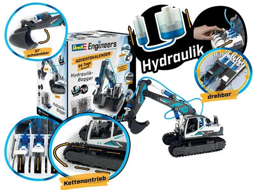 Hydraulischer Bagger Revell Engineers - Bauen Forschen Entdecken Adventskalender