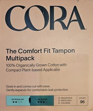 Cora Comfort Fit Organic Cotton Tampons Multipack Regular / Super 96 Count
