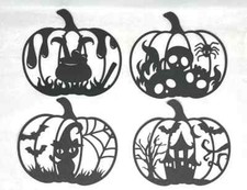 4 Pumpkin Scene Silhouette Die Cut Embellishment Scrapbook All Different